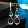 image:imageEVEVIC Austrian Crystals Teardrop Pendant Necklace and Earrings Sets for Women 14K Gold Plated Hypoallergenic Jewelry GiftsEmerald