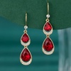 image:imageEVEVIC Austrian Crystals Teardrop Pendant Necklace and Earrings Sets for Women 14K Gold Plated Hypoallergenic Jewelry GiftsRed