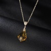 image:imageEVEVIC Austrian Crystals Teardrop Pendant Necklace for Women  14K gold plated brass162 adjustable chainlobster claspclassic teardrop crystal designgift boxLight Topaz