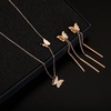 image:imageEVEVIC Butterfly Necklace and Dangle Earrings Set for Women  14K GoldPlated Stainless SteelAdjustable Lobster Clasp Gift For WomenButterfly RoseGoldtone