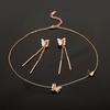image:imageEVEVIC Butterfly Necklace and Dangle Earrings Set for Women  14K GoldPlated Stainless SteelAdjustable Lobster Clasp Gift For WomenButterfly RoseGoldtone