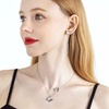image:imageEVEVIC Butterfly Necklace and Dangle Earrings Set for Women  14K GoldPlated Stainless SteelAdjustable Lobster Clasp Gift For WomenButterfly Silvertone