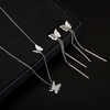 image:imageEVEVIC Butterfly Necklace and Dangle Earrings Set for Women  14K GoldPlated Stainless SteelAdjustable Lobster Clasp Gift For WomenButterfly Silvertone