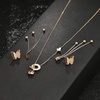 image:imageEVEVIC Butterfly Necklace and Dangle Earrings Set for Women  14K GoldPlated Stainless SteelAdjustable Lobster Clasp Gift For WomenStyleB RoseGoldtone