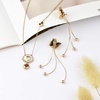 image:imageEVEVIC Butterfly Necklace and Dangle Earrings Set for Women  14K GoldPlated Stainless SteelAdjustable Lobster Clasp Gift For WomenStyleB RoseGoldtone