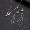 image:imageEVEVIC Butterfly Necklace and Dangle Earrings Set for Women  14K GoldPlated Stainless SteelAdjustable Lobster Clasp Gift For WomenStyleB Silvertone