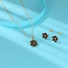 image:imageEVEVIC Dainty Flower Pendant Necklace Earrings for Women 14K Gold Plated Hypoallergenic Jewelry SetsBlack Rose Goldtone