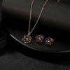 image:imageEVEVIC Dainty Flower Pendant Necklace Earrings for Women 14K Gold Plated Hypoallergenic Jewelry SetsBlack Rose Goldtone