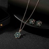 image:imageEVEVIC Dainty Flower Pendant Necklace Earrings for Women 14K Gold Plated Hypoallergenic Jewelry SetsGreen Rose Goldtone