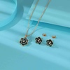 image:imageEVEVIC Dainty Flower Pendant Necklace Earrings for Women 14K Gold Plated Hypoallergenic Jewelry SetsGreen Rose Goldtone