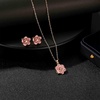 image:imageEVEVIC Dainty Flower Pendant Necklace Earrings for Women 14K Gold Plated Hypoallergenic Jewelry SetsPink Rose Goldtone
