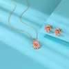 image:imageEVEVIC Dainty Flower Pendant Necklace Earrings for Women 14K Gold Plated Hypoallergenic Jewelry SetsPink Rose Goldtone