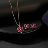 image:imageEVEVIC Dainty Flower Pendant Necklace Earrings for Women 14K Gold Plated Hypoallergenic Jewelry SetsPurple Rose Goldtone