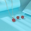 image:imageEVEVIC Dainty Flower Pendant Necklace Earrings for Women 14K Gold Plated Hypoallergenic Jewelry SetsPurple Rose Goldtone
