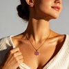 image:imageEVEVIC Dainty Flower Pendant Necklace Earrings for Women 14K Gold Plated Hypoallergenic Jewelry SetsPurple Rose Goldtone