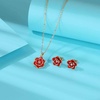 image:imageEVEVIC Dainty Flower Pendant Necklace Earrings for Women 14K Gold Plated Hypoallergenic Jewelry SetsRed Rose Goldtone