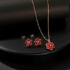 image:imageEVEVIC Dainty Flower Pendant Necklace Earrings for Women 14K Gold Plated Hypoallergenic Jewelry SetsRed Rose Goldtone