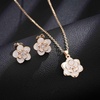 image:imageEVEVIC Dainty Flower Pendant Necklace Earrings for Women 14K Gold Plated Hypoallergenic Jewelry SetsWhite Rose Goldtone