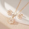 image:imageEVEVIC Dainty Flower Pendant Necklace Earrings for Women 14K Gold Plated Hypoallergenic Jewelry SetsWhite Rose Goldtone