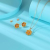 image:imageEVEVIC Dainty Flower Pendant Necklace Earrings for Women 14K Gold Plated Hypoallergenic Jewelry SetsYellow Rose Goldtone