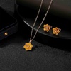 image:imageEVEVIC Dainty Flower Pendant Necklace Earrings for Women 14K Gold Plated Hypoallergenic Jewelry SetsYellow Rose Goldtone