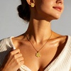 image:imageEVEVIC Dainty Flower Pendant Necklace Earrings for Women 14K Gold Plated Hypoallergenic Jewelry SetsYellow Rose Goldtone