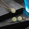 image:imageEVEVIC Daisy Flower Necklace Earrings Set for Women 18K Gold Plated Hypoallergenic Jewelry SetsAqua GreenRose Goldtone