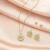 image:imageEVEVIC Daisy Flower Necklace Earrings Set for Women 18K Gold Plated Hypoallergenic Jewelry SetsAqua GreenRose Goldtone