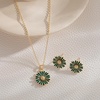 image:imageEVEVIC Daisy Flower Necklace Earrings Set for Women 18K Gold Plated Hypoallergenic Jewelry SetsGreenGoldtone