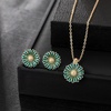 image:imageEVEVIC Daisy Flower Necklace Earrings Set for Women 18K Gold Plated Hypoallergenic Jewelry SetsGreenGoldtone