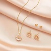 image:imageEVEVIC Daisy Flower Necklace Earrings Set for Women 18K Gold Plated Hypoallergenic Jewelry SetsPinkRose Goldtone