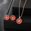 image:imageEVEVIC Daisy Flower Necklace Earrings Set for Women 18K Gold Plated Hypoallergenic Jewelry SetsRedGoldtone