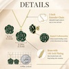 image:imageEVEVIC Enamel Rose Necklace and Earrings Jewelry Set for Women  14K Gold PlatedRose Represent Love Gratitude PridAdjustable Chain FitElegant Sets for Daily and Party WearGift BoxGreen