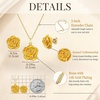 image:imageEVEVIC Enamel Rose Necklace and Earrings Jewelry Set for Women  14K Gold PlatedRose Represent Love Gratitude PridAdjustable Chain FitElegant Sets for Daily and Party WearGift BoxYellow