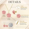 image:imageEVEVIC Enamel Rose Necklace and Earrings Jewelry Set for Women  14K Gold PlatedRose Represent Love Gratitude PridAdjustable Chain FitElegant Sets for Daily and Party WearGift BoxPink