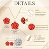 image:imageEVEVIC Enamel Rose Necklace and Earrings Jewelry Set for Women  14K Gold PlatedRose Represent Love Gratitude PridAdjustable Chain FitElegant Sets for Daily and Party WearGift BoxRed