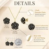 image:imageEVEVIC Enamel Rose Necklace and Earrings Jewelry Set for Women  14K Gold PlatedRose Represent Love Gratitude PridAdjustable Chain FitElegant Sets for Daily and Party WearGift BoxBlack