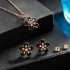 image:imageEVEVIC Fashion Cherry Blossom Necklace Earrings Set for Women 18K Gold Plated Hypoallergenic Sakura Flower Jewelry Set PinkBlack