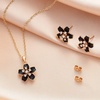image:imageEVEVIC Fashion Cherry Blossom Necklace Earrings Set for Women 18K Gold Plated Hypoallergenic Sakura Flower Jewelry Set PinkBlack