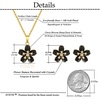 image:imageEVEVIC Fashion Cherry Blossom Necklace Earrings Set for Women 18K Gold Plated Hypoallergenic Sakura Flower Jewelry Set PinkBlack