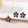 image:imageEVEVIC Fashion Cherry Blossom Necklace Earrings Set for Women 18K Gold Plated Hypoallergenic Sakura Flower Jewelry Set PinkBlack