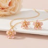 image:imageEVEVIC Fashion Cherry Blossom Necklace Earrings Set for Women 18K Gold Plated Hypoallergenic Sakura Flower Jewelry Set PinkPink