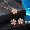 image:imageEVEVIC Fashion Cherry Blossom Necklace Earrings Set for Women 18K Gold Plated Hypoallergenic Sakura Flower Jewelry Set PinkPink