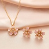 image:imageEVEVIC Fashion Cherry Blossom Necklace Earrings Set for Women 18K Gold Plated Hypoallergenic Sakura Flower Jewelry Set PinkPink