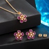 image:imageEVEVIC Fashion Cherry Blossom Necklace Earrings Set for Women 18K Gold Plated Hypoallergenic Sakura Flower Jewelry Set PinkPurple