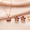 image:imageEVEVIC Fashion Cherry Blossom Necklace Earrings Set for Women 18K Gold Plated Hypoallergenic Sakura Flower Jewelry Set PinkPurple