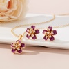 image:imageEVEVIC Fashion Cherry Blossom Necklace Earrings Set for Women 18K Gold Plated Hypoallergenic Sakura Flower Jewelry Set PinkPurple