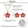 image:imageEVEVIC Fashion Cherry Blossom Necklace Earrings Set for Women 18K Gold Plated Hypoallergenic Sakura Flower Jewelry Set PinkRed