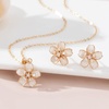 image:imageEVEVIC Fashion Cherry Blossom Necklace Earrings Set for Women 18K Gold Plated Hypoallergenic Sakura Flower Jewelry Set PinkWhite