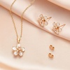 image:imageEVEVIC Fashion Cherry Blossom Necklace Earrings Set for Women 18K Gold Plated Hypoallergenic Sakura Flower Jewelry Set PinkWhite